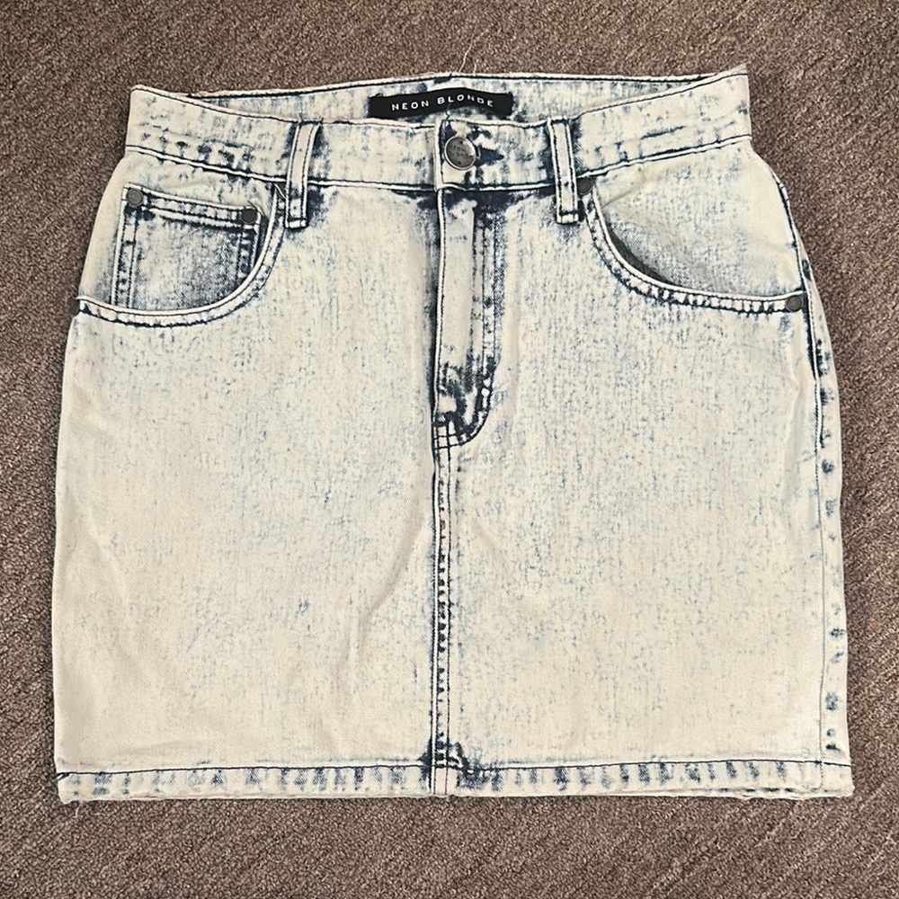 Neon Blonde Acid Wash Denim Skirt
